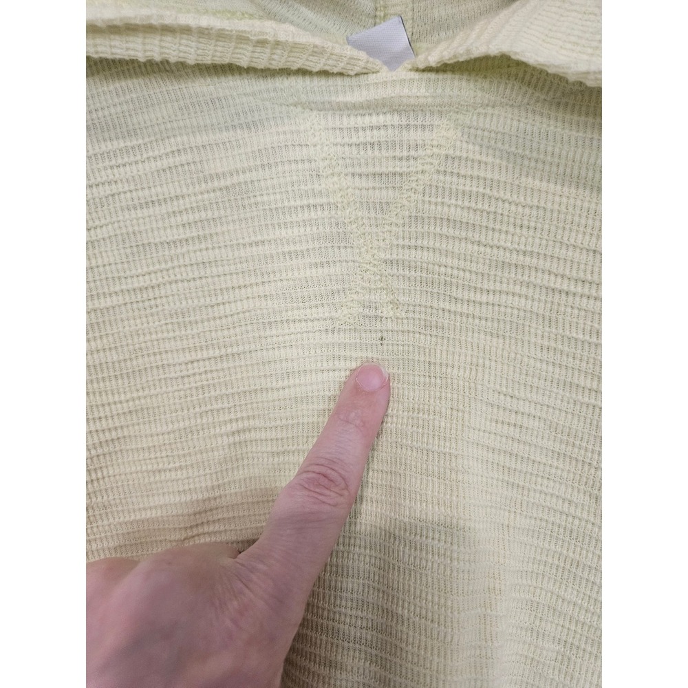 J. Jill Womens M Pale Yellow Waffle Knit Cotton Long Sleeve Hoodie Pullover Top - Picture 3 of 9